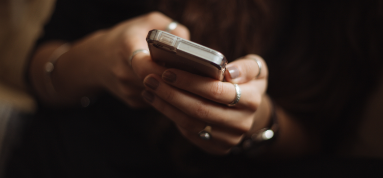 lady using mobile phone